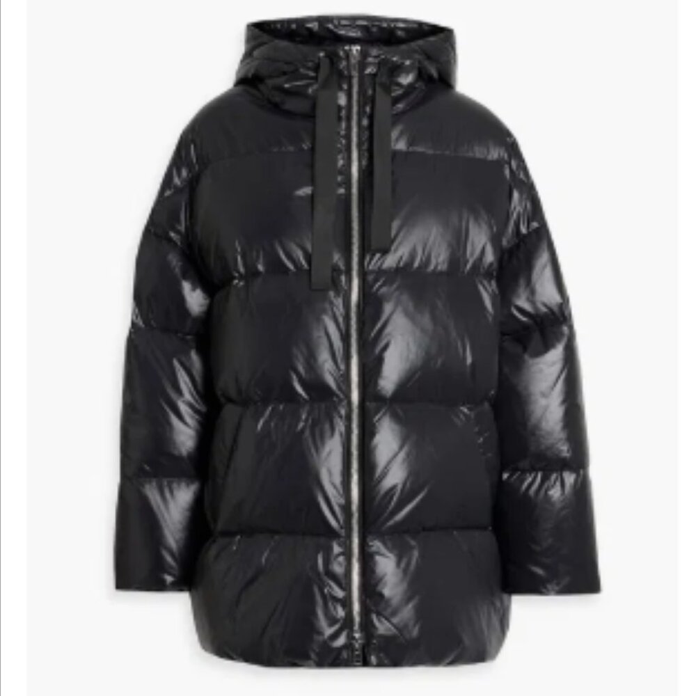 Stand Studio | Adeline Quilted Black Faux Leather Puffer Coat - 4